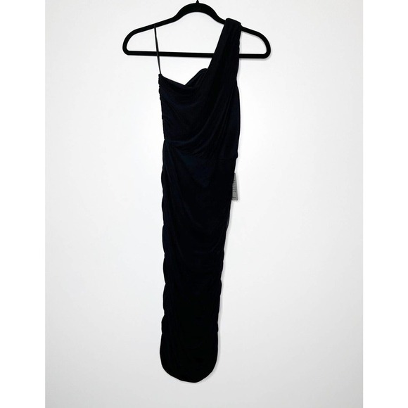 NWT Love by Design One Shoulder Ruched Bodycon Midi Dress Womens Black SZ Small - Picture 3 of 6